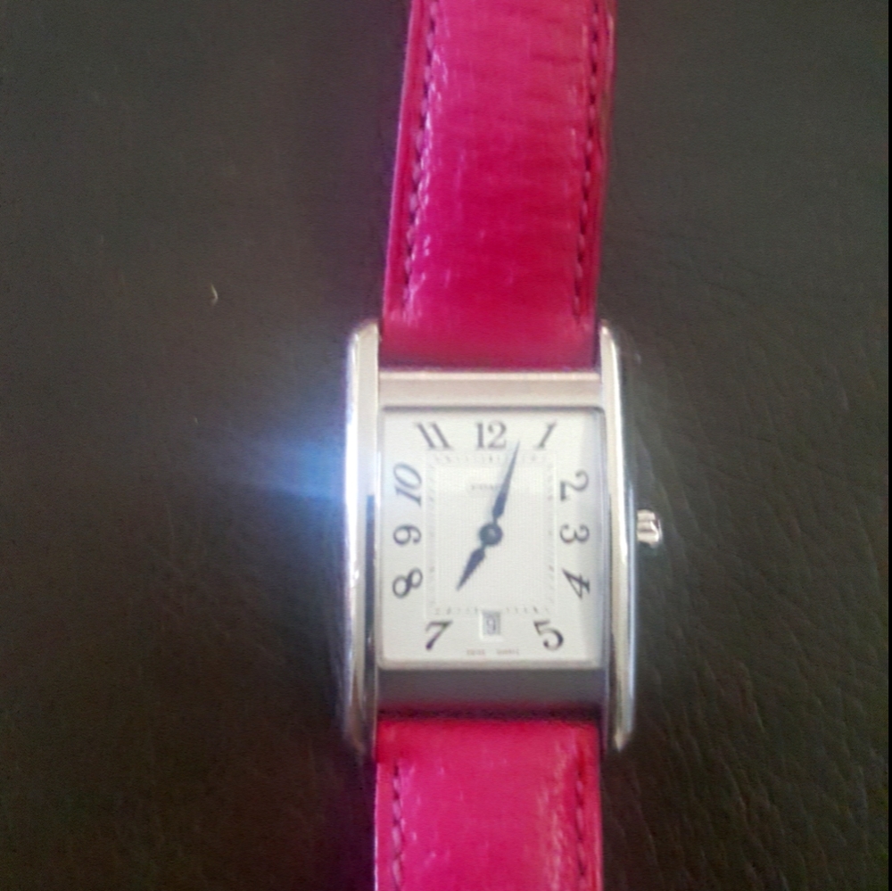 Coach pink leather band watch